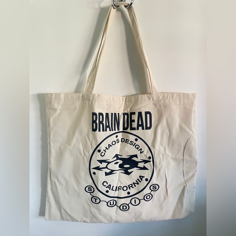 NEW Brain dead fabrications Sunset Chaos Design Beige ivory cream LARGE tote bag